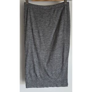 One by One Teaspoon Grey Ribbed Skirt Midi Women Stretch Knit Pencil Straight